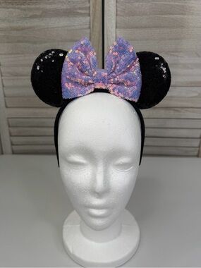 DISNEY Sequined Minnie Ears/Headband Black/Lavender-OS